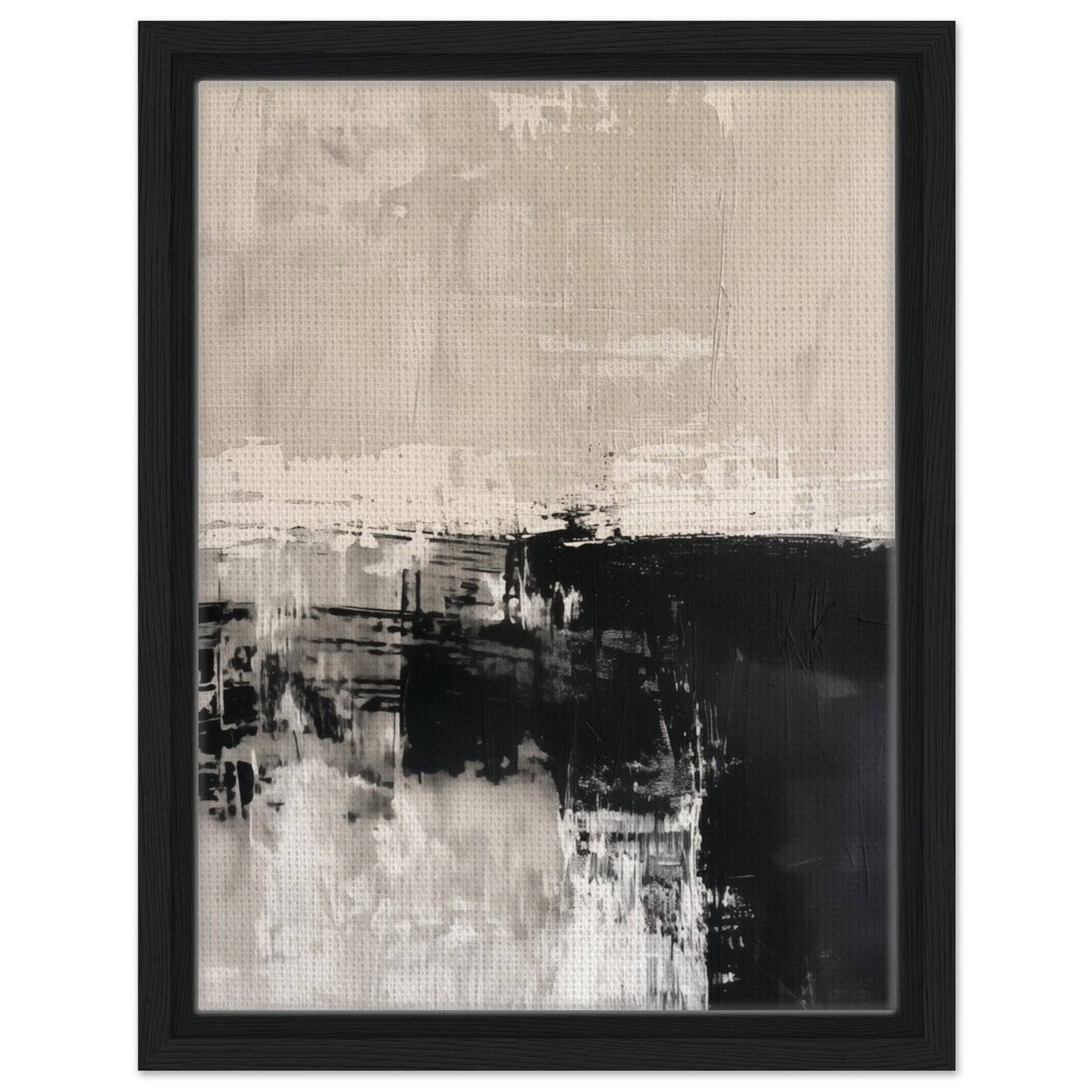 Monochrome Serenity | Gerahmte Leinwand Schwarzer Rahmen 30x40 cm - Pixara