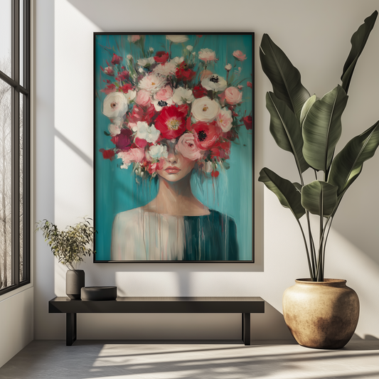 Florale Fantasie | Gerahmte Leinwand - Pixara