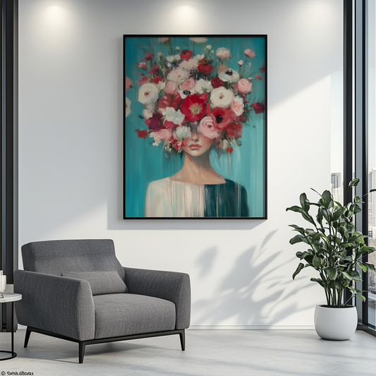 Florale Fantasie | Gerahmte Leinwand - Pixara
