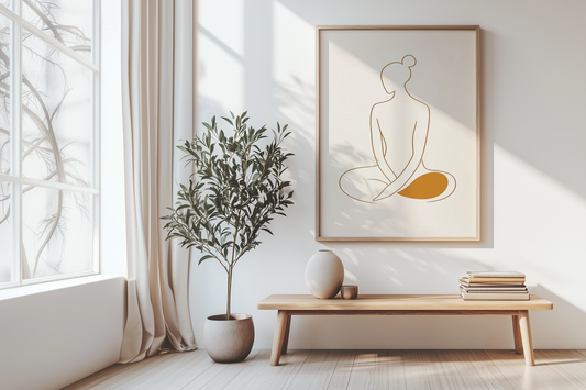 Goldene Stille - Minimalistische Silhouette in Meditation - Pixara