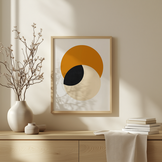 Harmonie der Kreise – Minimalistisches geometrisches Kunstwerk - Pixara