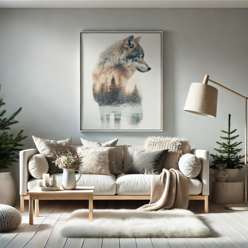 Majestätischer Schneewolf in Doppelbelichtung - Pixara