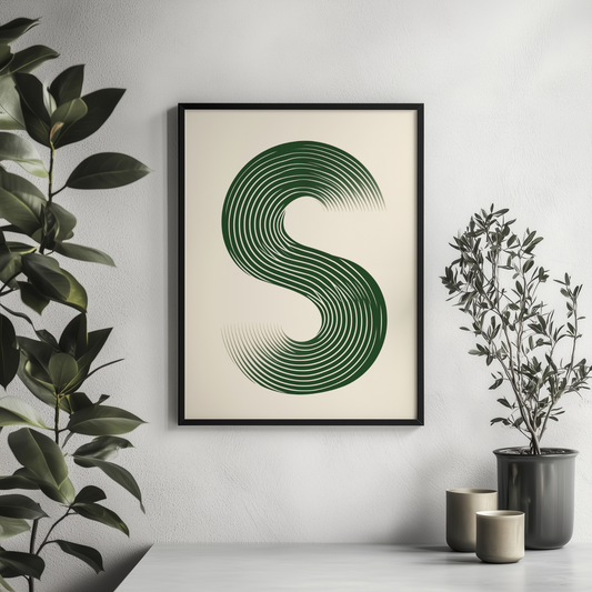 Minimalistisches S-Design in Grün und Weiß - Pixara