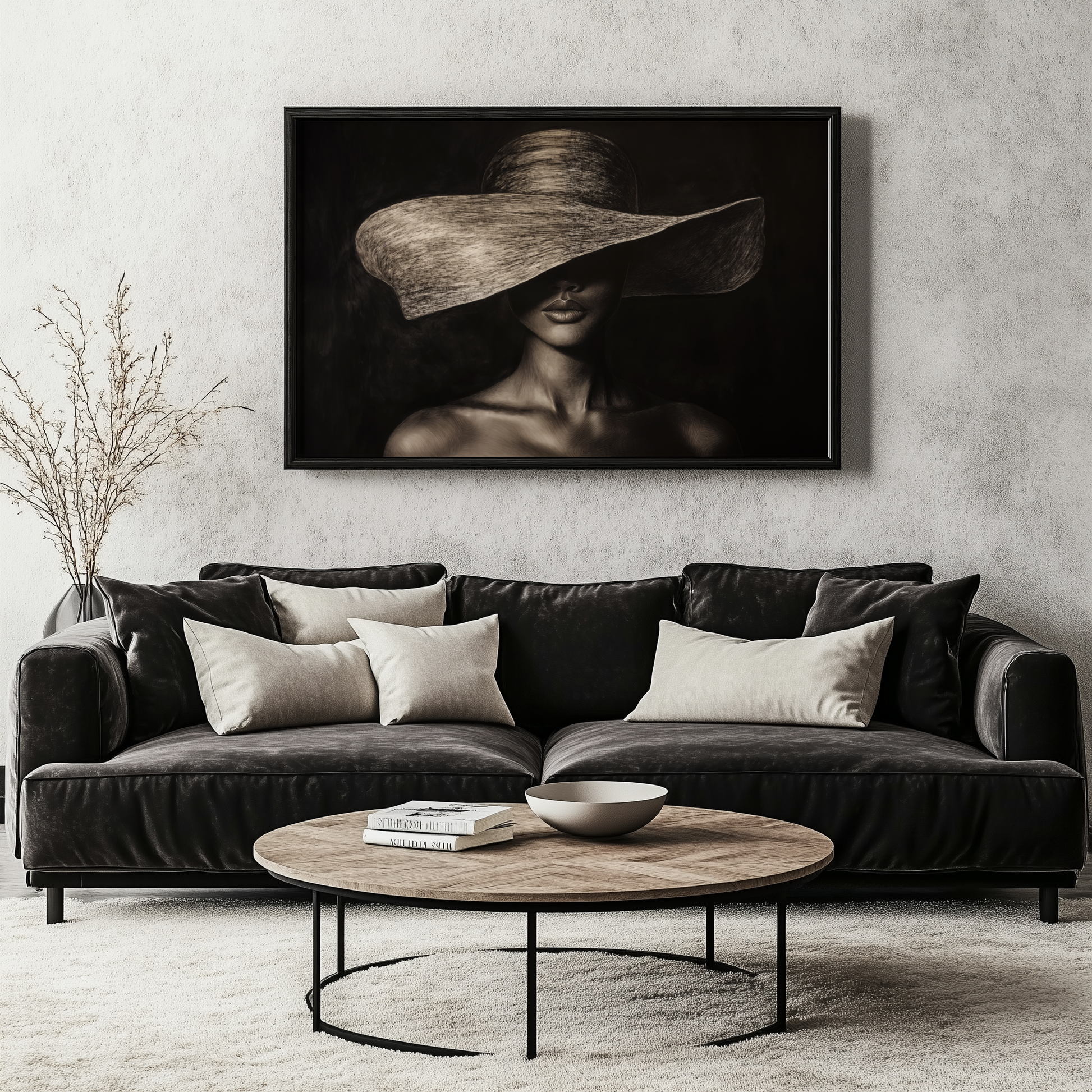 Monochrome Mystik | Gerahmte Leinwand - Pixara