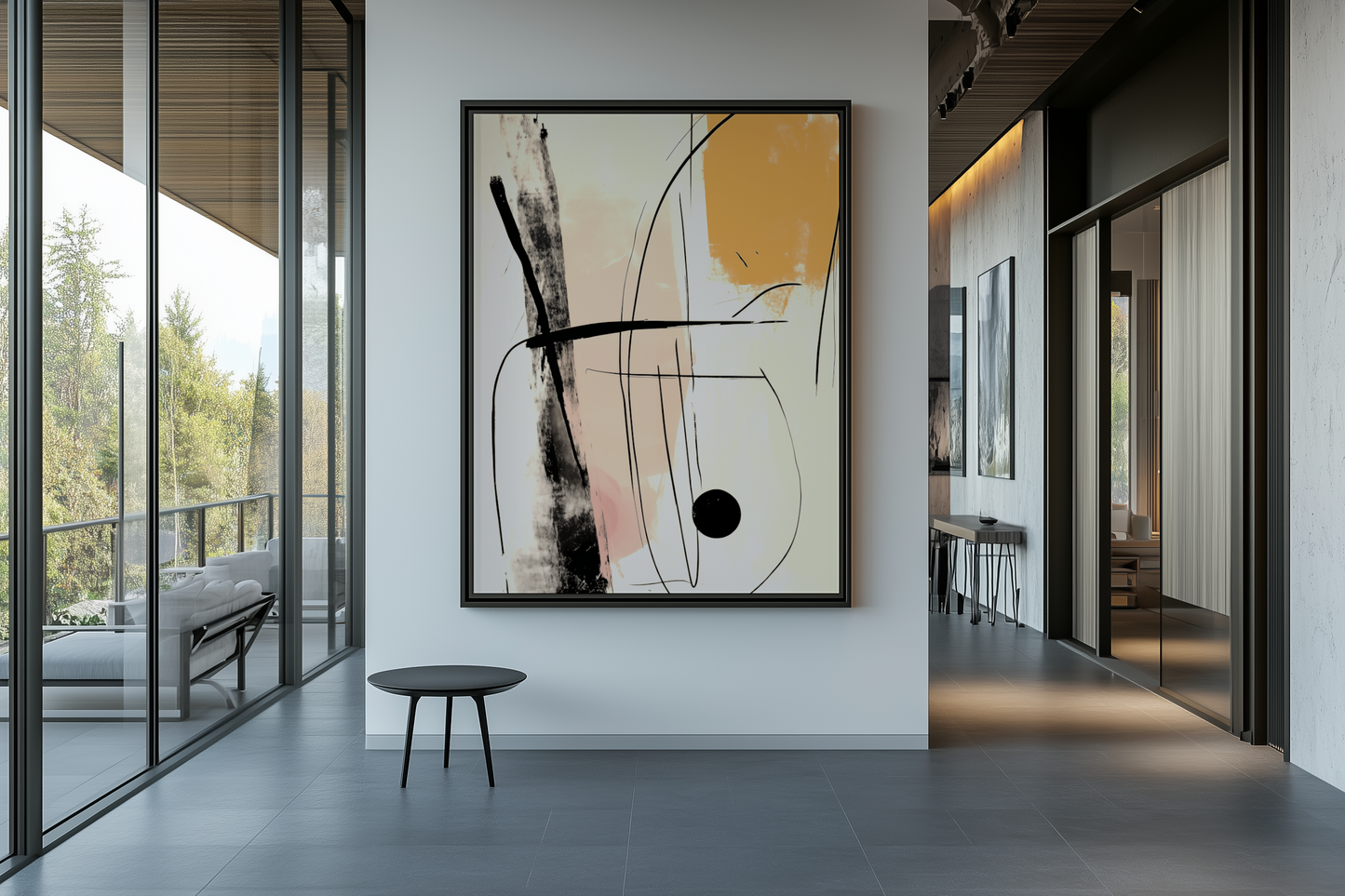 Abstrakte Linienkunst | Gerahmte Leinwand - Pixara