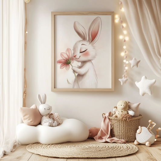 Niedliches Kaninchen mit Blume - Pixara