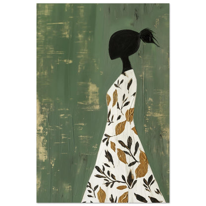 Botanical Grace – Minimalistisches Kunstwerk einer Frau - Pixara
