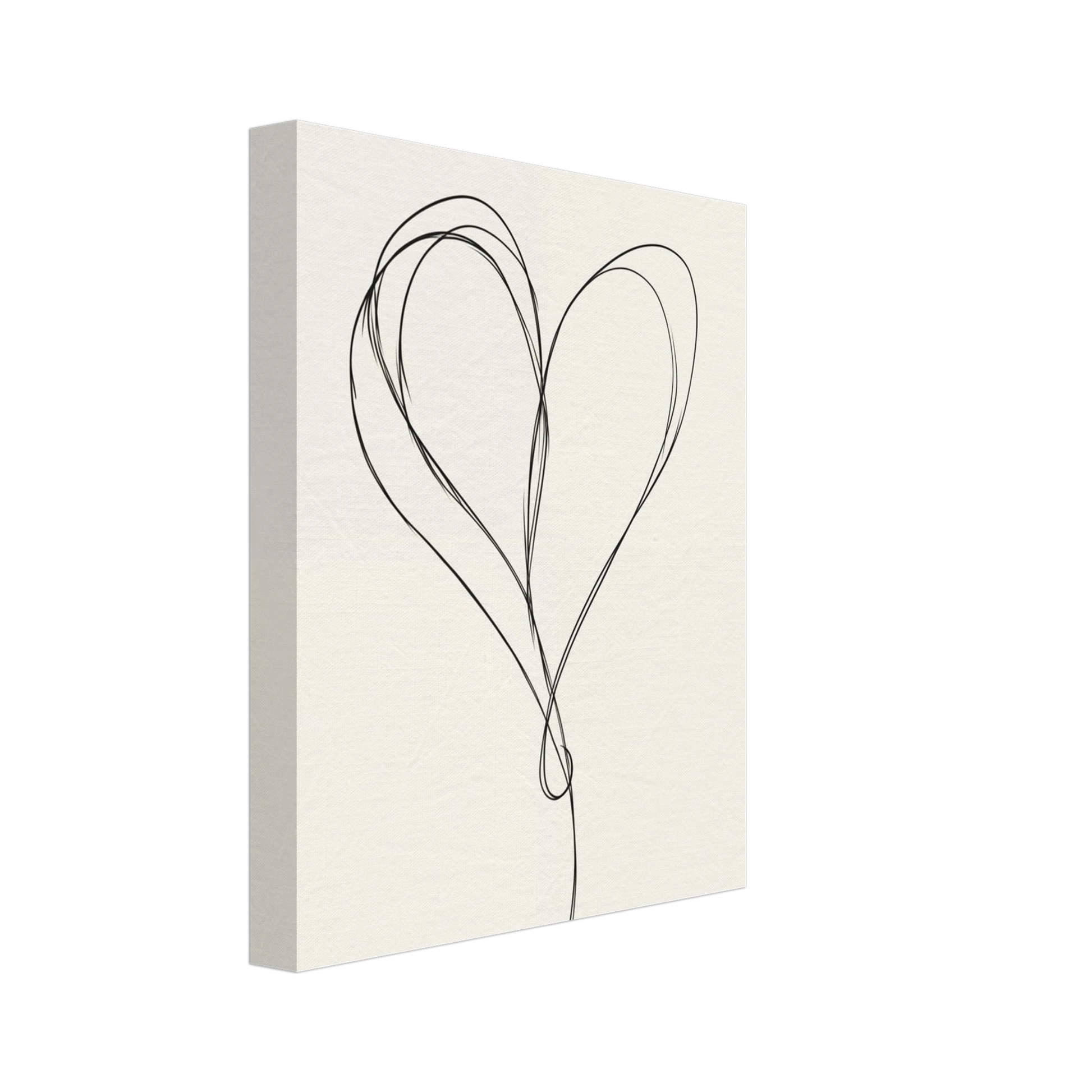 Leinwand „One-Line Love“ mit minimalistisches Herz aus einer einzigen feinen schwarzen Linie auf hellem Grund, 20x25 cm