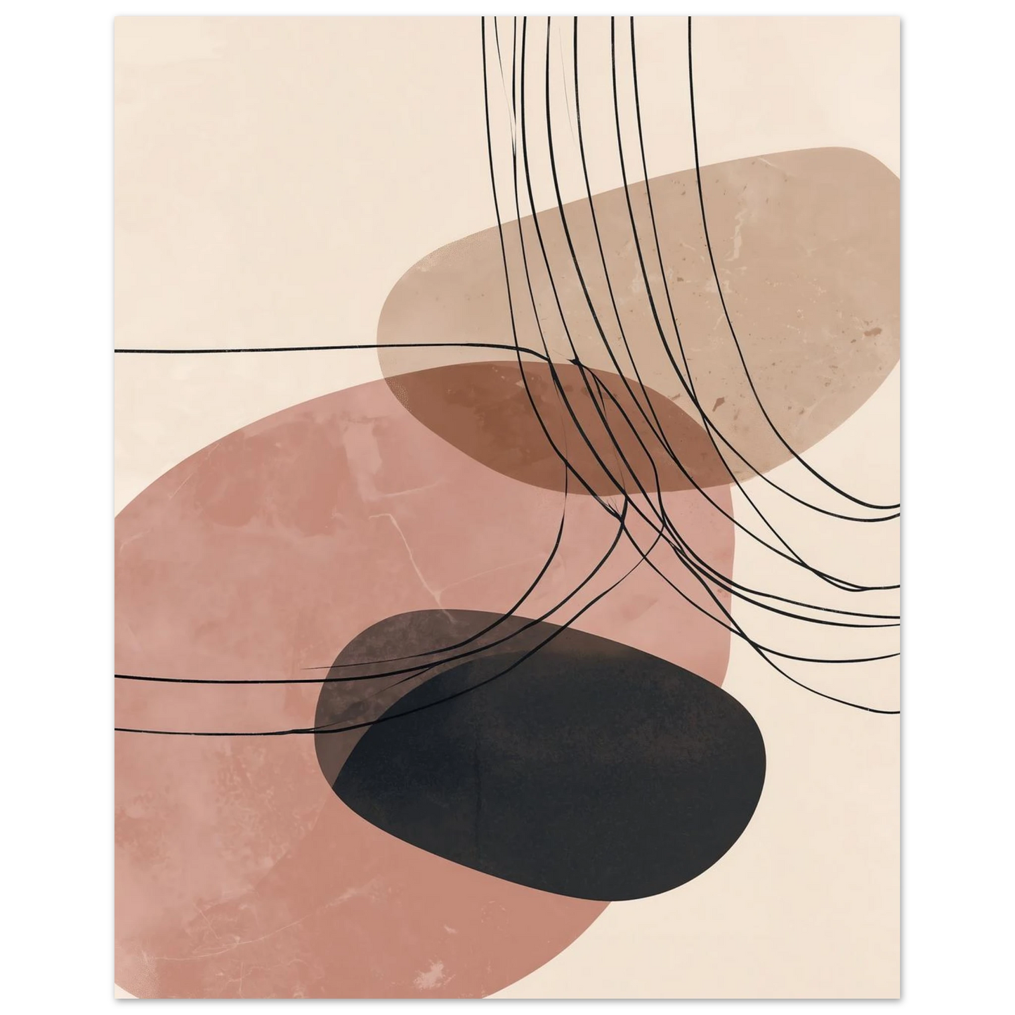 Abstrakte Formen – Balance in Rosé und Beige Poster 40x50 cm - Pixara