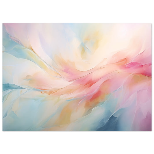 Poster „Pastellwind“ mit weiche abstrakte Farbwolken in Rosa, Apricot, Mint, Hellblau und Creme, 13x18 cm