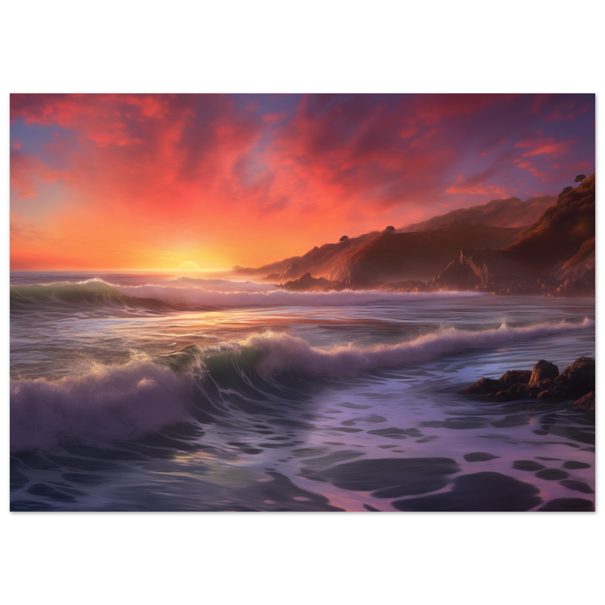 Sonnenuntergang am Küstenstrand Poster 50x70 cm - Pixara