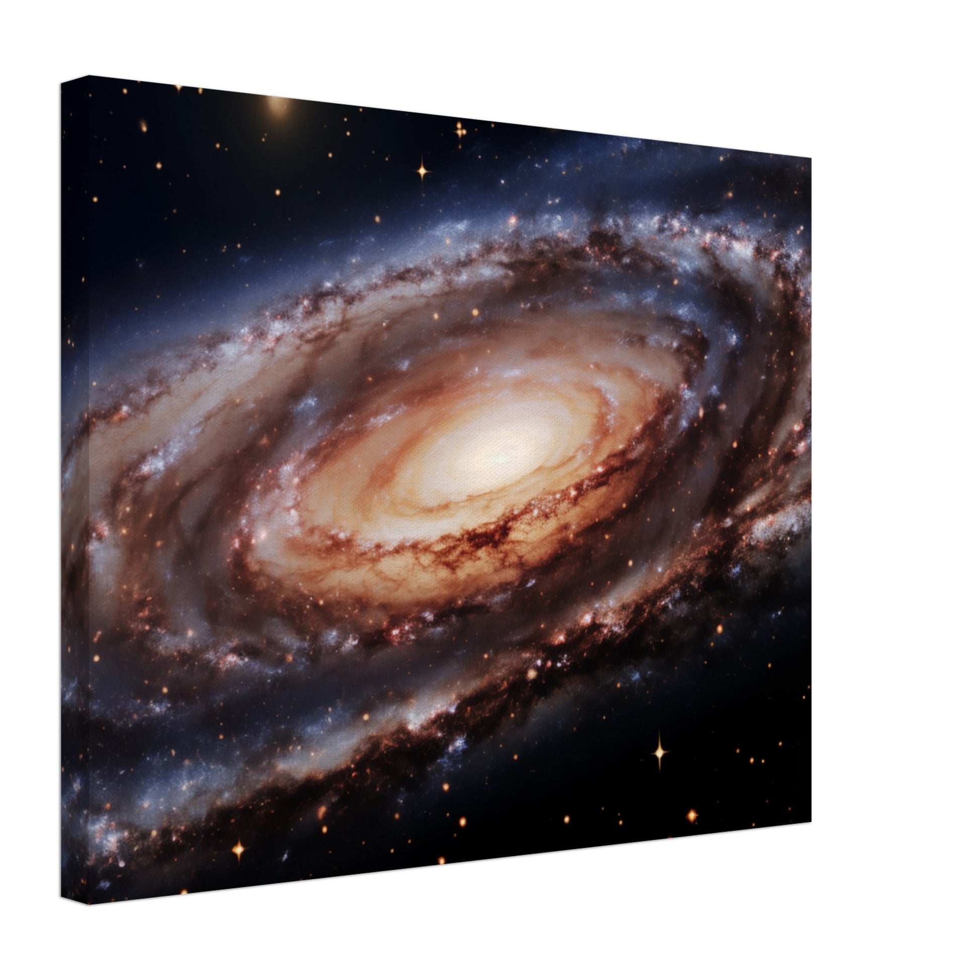 Leinwand „Andromeda in Detail“ mit leuchtender Andromedagalaxie vor schwarzem Sternenhimmel, 40 × 50 cm