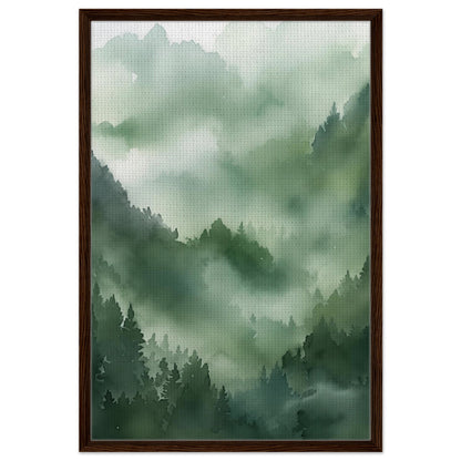Morgendämmerung im Urwald | Gerahmte Leinwand Rahmen aus dunklem Holz 60x90 cm - Pixara