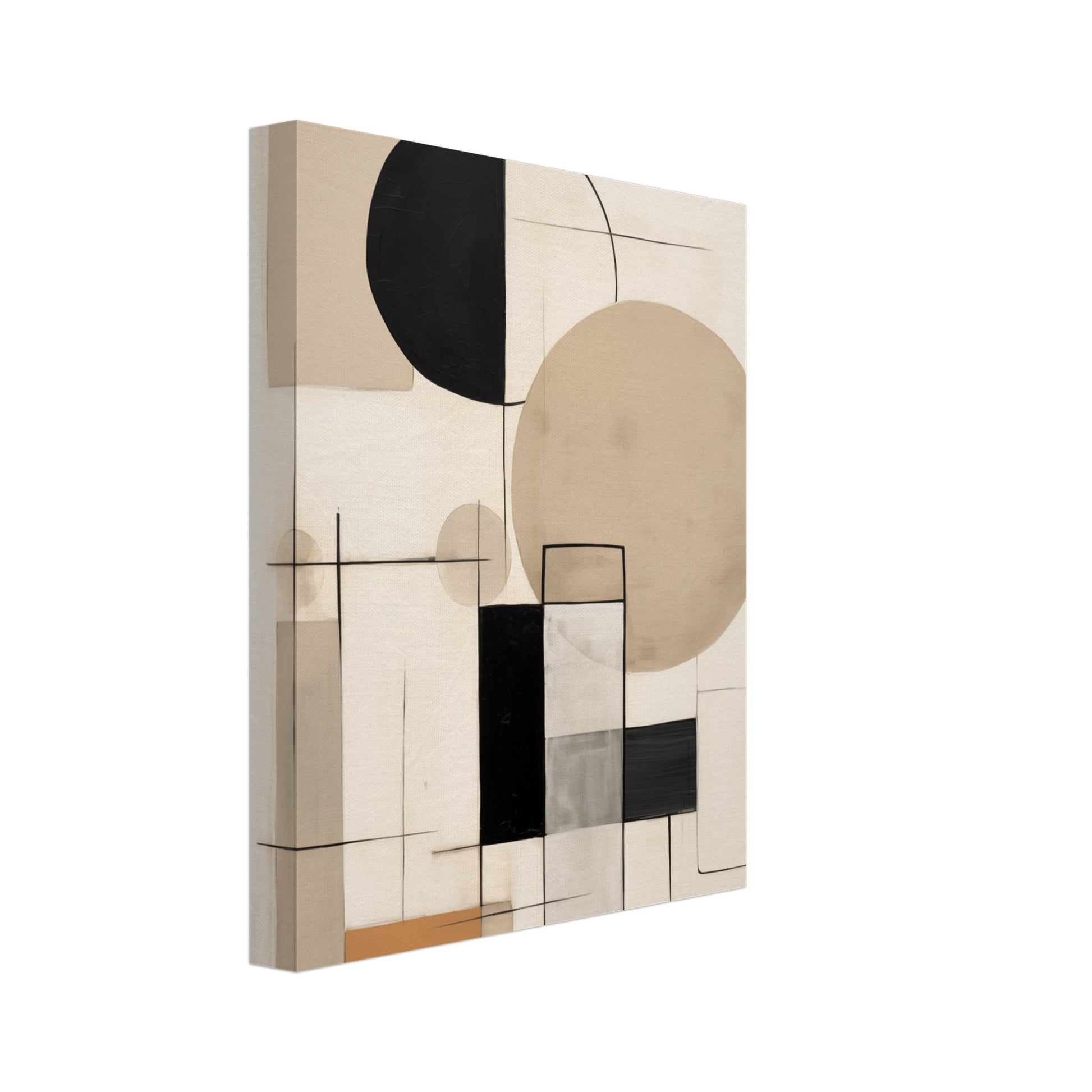 Leinwand „Eclipse“ mit Bauhaus-Komposition aus Kreisen, Rechtecken und Linien, 20x25 cm