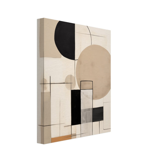 Leinwand „Eclipse“ mit Bauhaus-Komposition aus Kreisen, Rechtecken und Linien, 20x25 cm