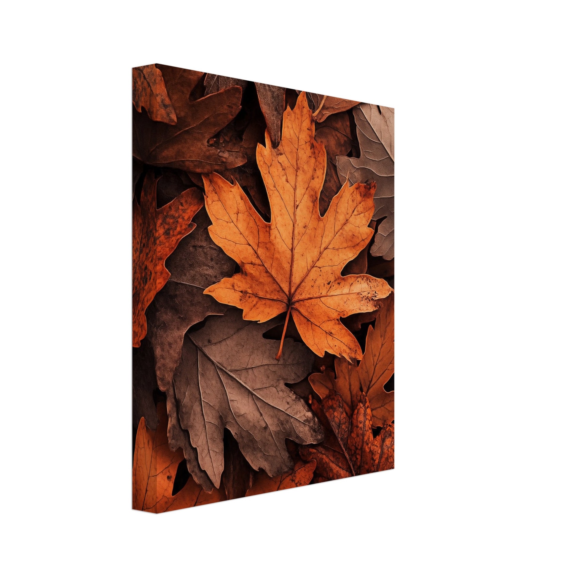 Leinwand „Waldspaziergang im Herbst“ mit Herbstlaub in Rost, Orange und Braun, 20x25 cm