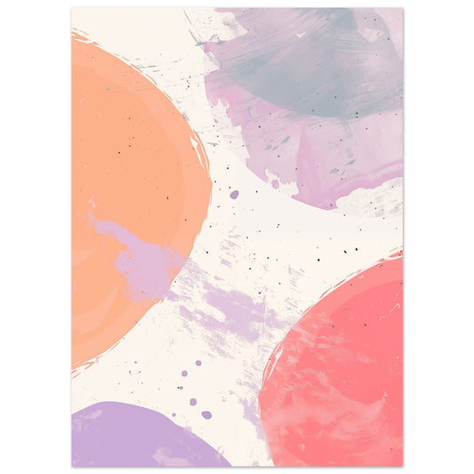 Poster „Pastell Traum“ mit abstrakte Pastellflächen in Rosa, Apricot, Flieder, Creme und Hellblau, 13x18 cm