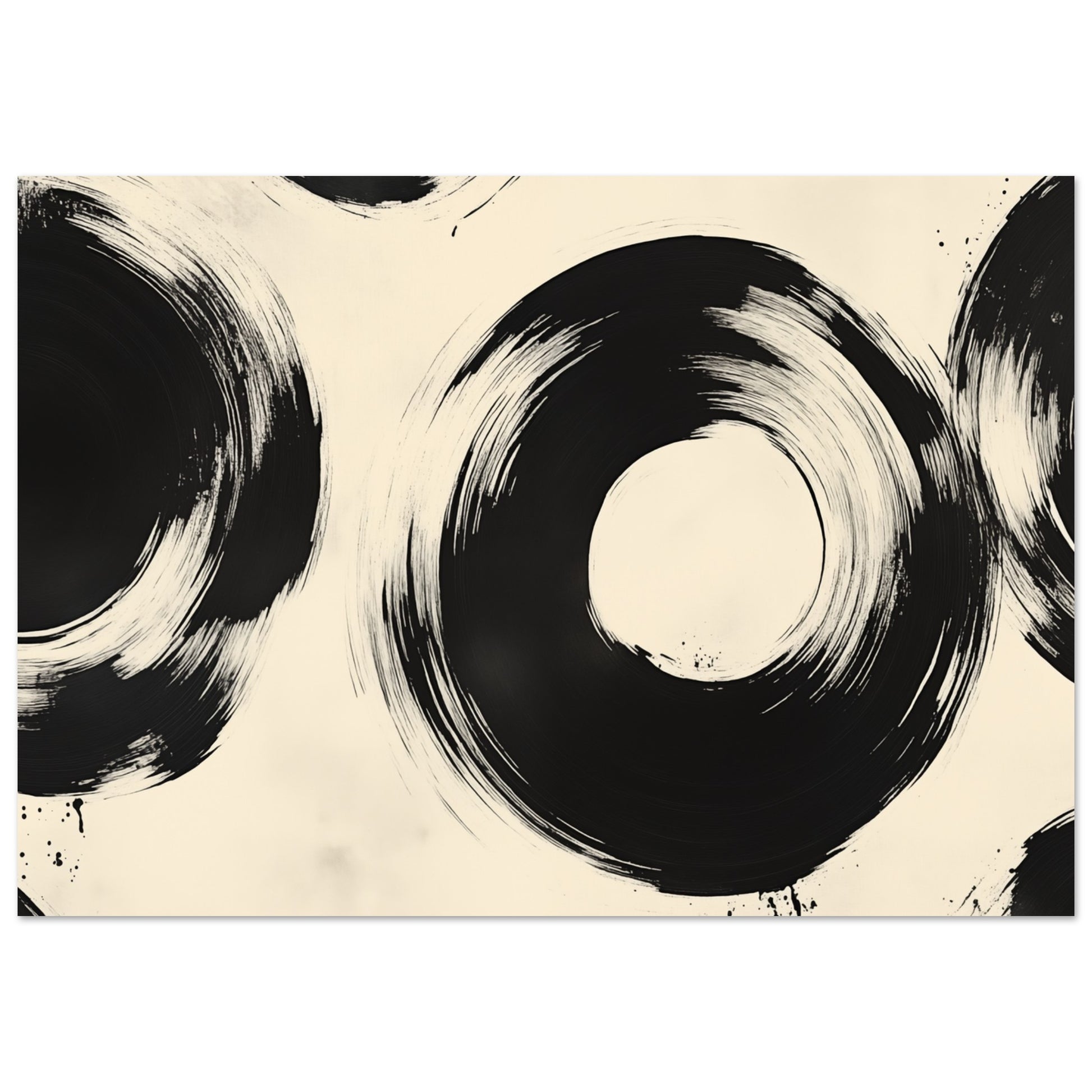 Zen-Kreise – Abstrakte Tintenmalerei 70x100 cm - Pixara