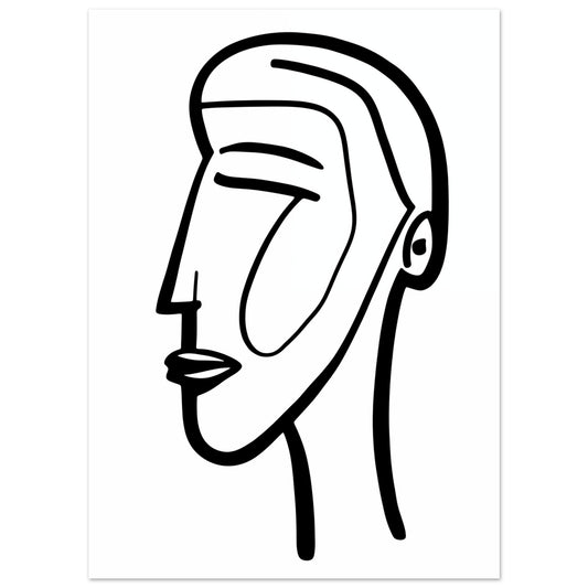Poster „Essenz des Profils“ mit minimalistisches schwarzes Line-Art-Profil eines Gesichts, 13x18 cm