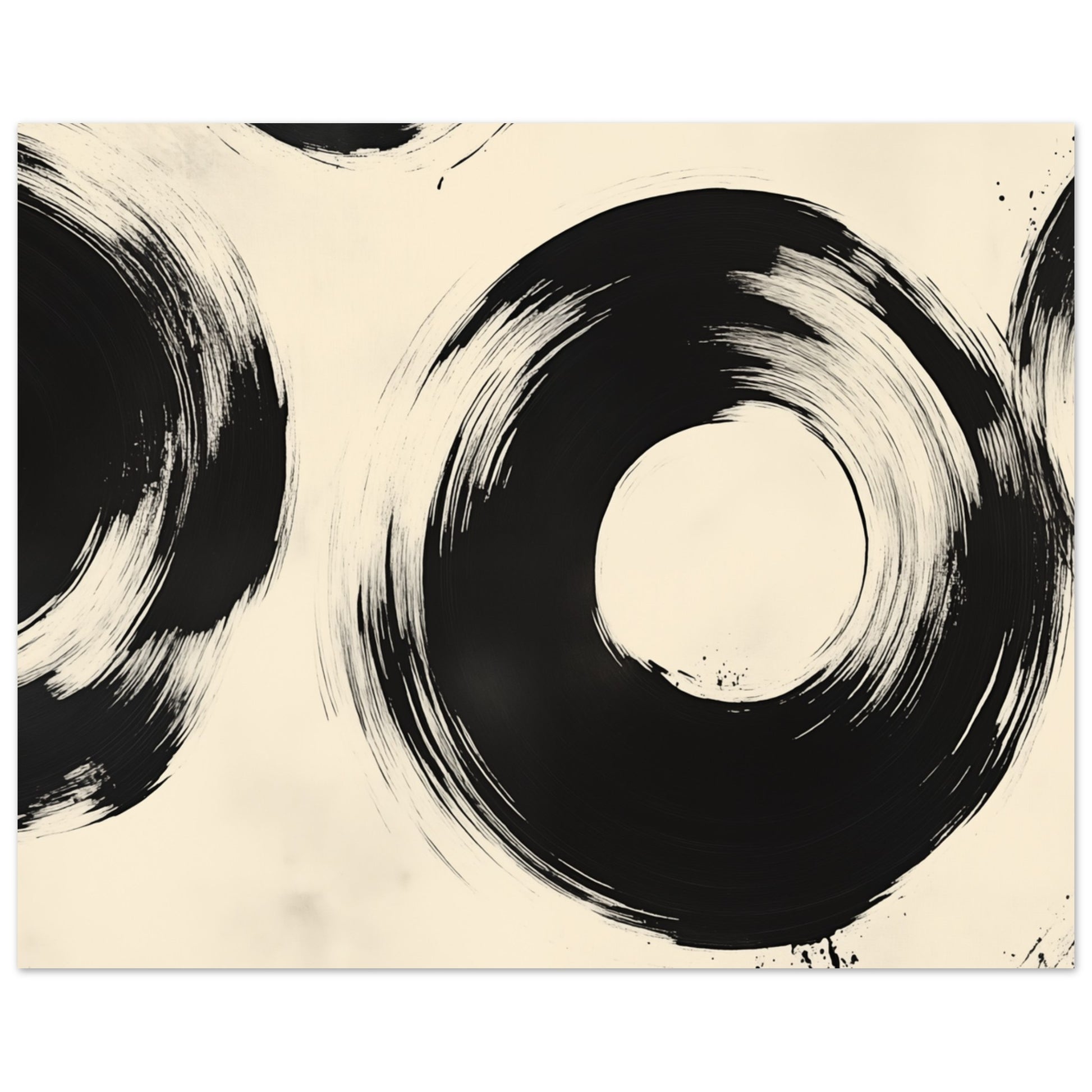 Zen-Kreise – Abstrakte Tintenmalerei 40x50 cm - Pixara