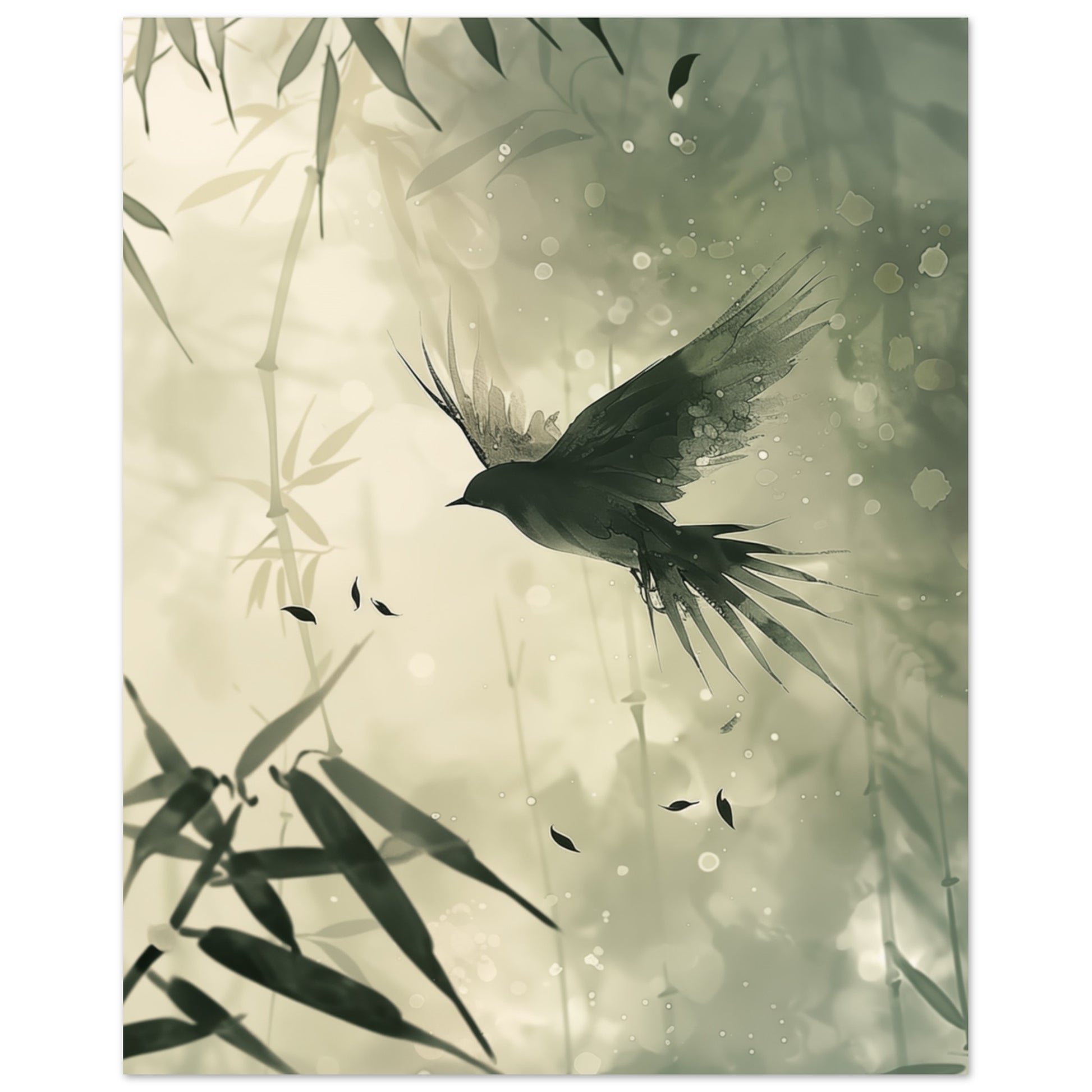 Vogel im Bambuswald 20x25 cm - Pixara