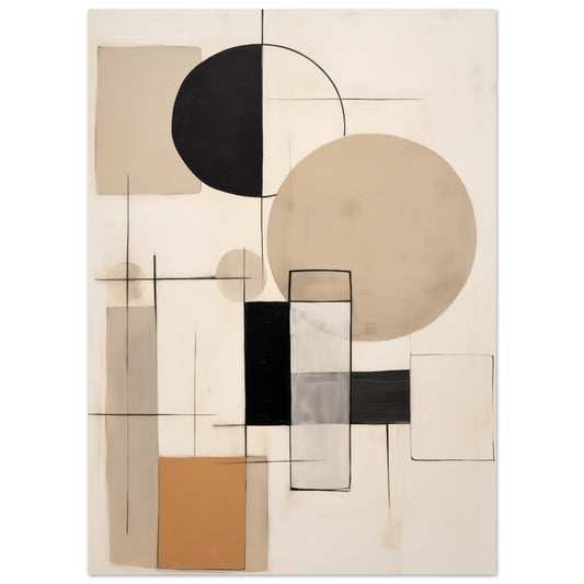 Poster „Eclipse“ mit Bauhaus-Komposition aus Kreisen, Rechtecken und Linien, 13x18 cm