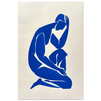 Stille Figur in Blau Poster 60x90 cm - Pixara