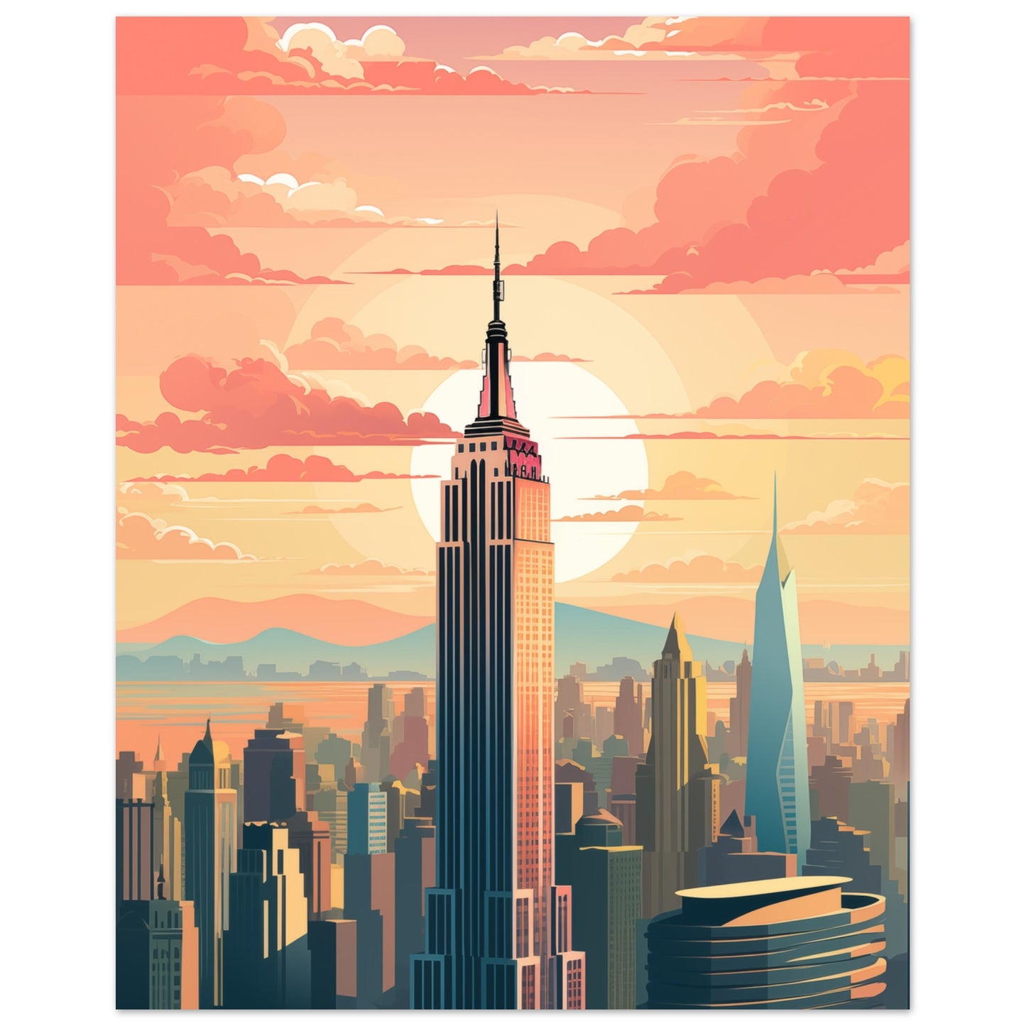 New York Skyline im Morgengrauen Poster 20x25 cm - Pixara