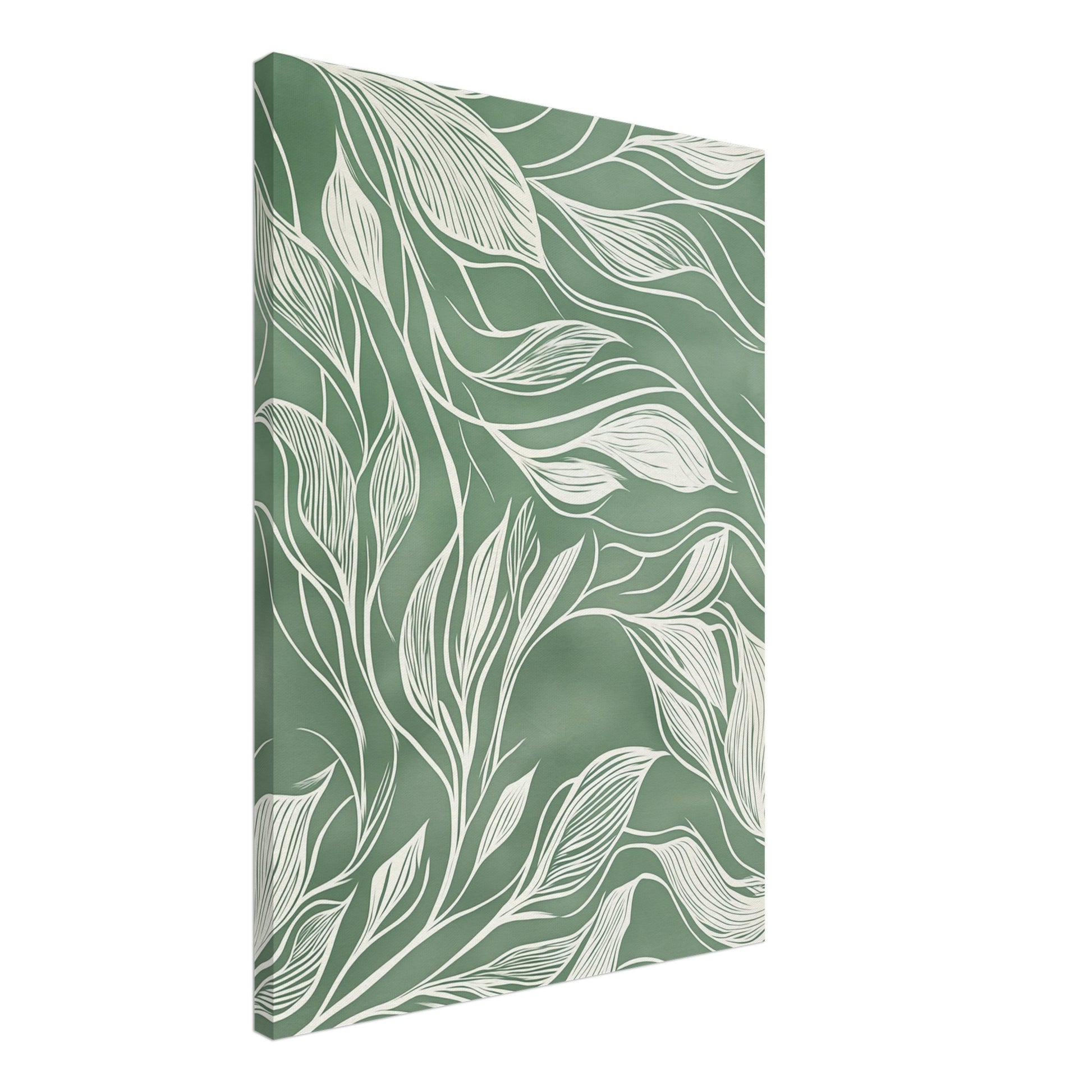 Fließende Eleganz – Abstrakte botanische Linienkunst Leinwand 50x70 cm - Pixara