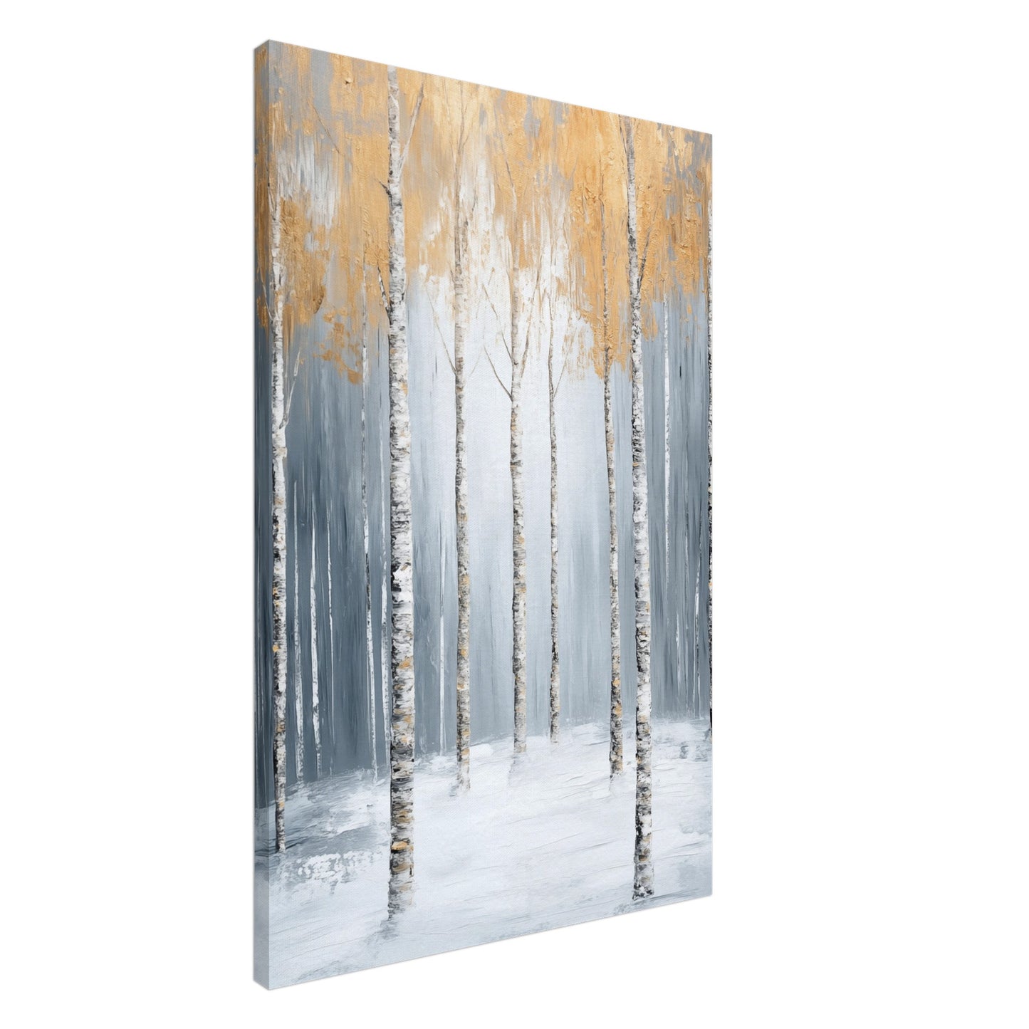 Goldene Birken im Nebel Leinwand 60x90 cm - Pixara