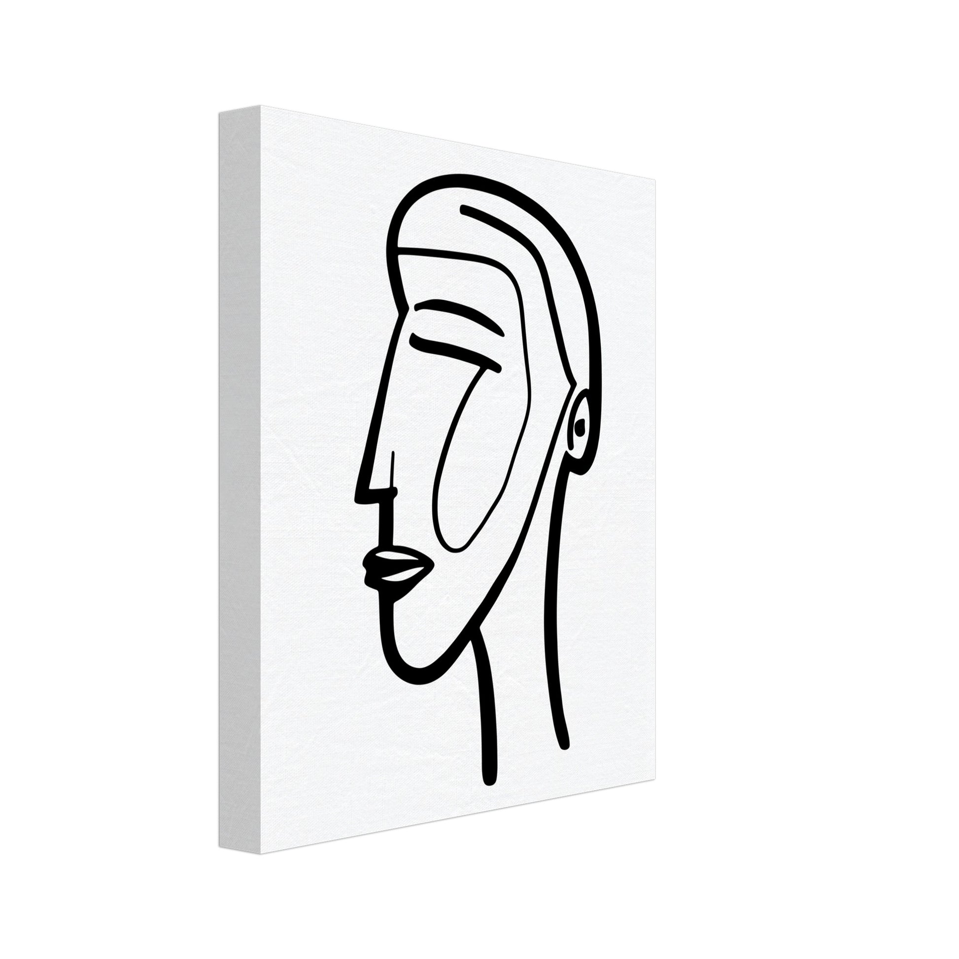 Leinwand „Essenz des Profils“ mit minimalistisches schwarzes Line-Art-Profil eines Gesichts, 20x25 cm