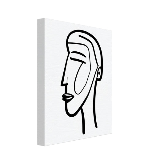 Leinwand „Essenz des Profils“ mit minimalistisches schwarzes Line-Art-Profil eines Gesichts, 20x25 cm