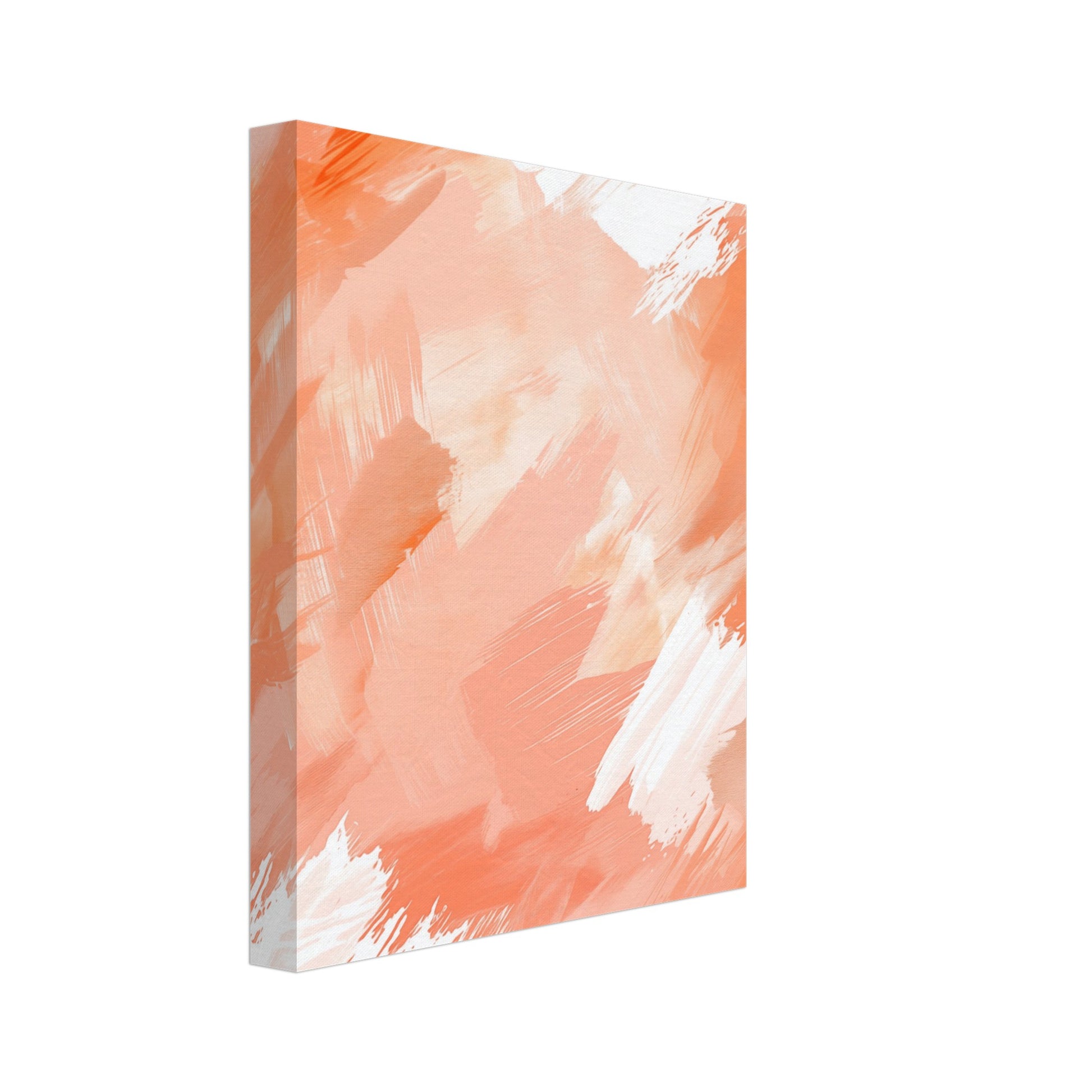 Leinwand „Peach Dreamscape“ mit abstrakte Pinselstruktur in Pfirsich, Apricot, Weiß und hellem Rosa, 20x25 cm