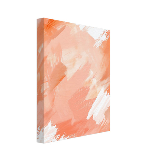 Leinwand „Peach Dreamscape“ mit abstrakte Pinselstruktur in Pfirsich, Apricot, Weiß und hellem Rosa, 20x25 cm