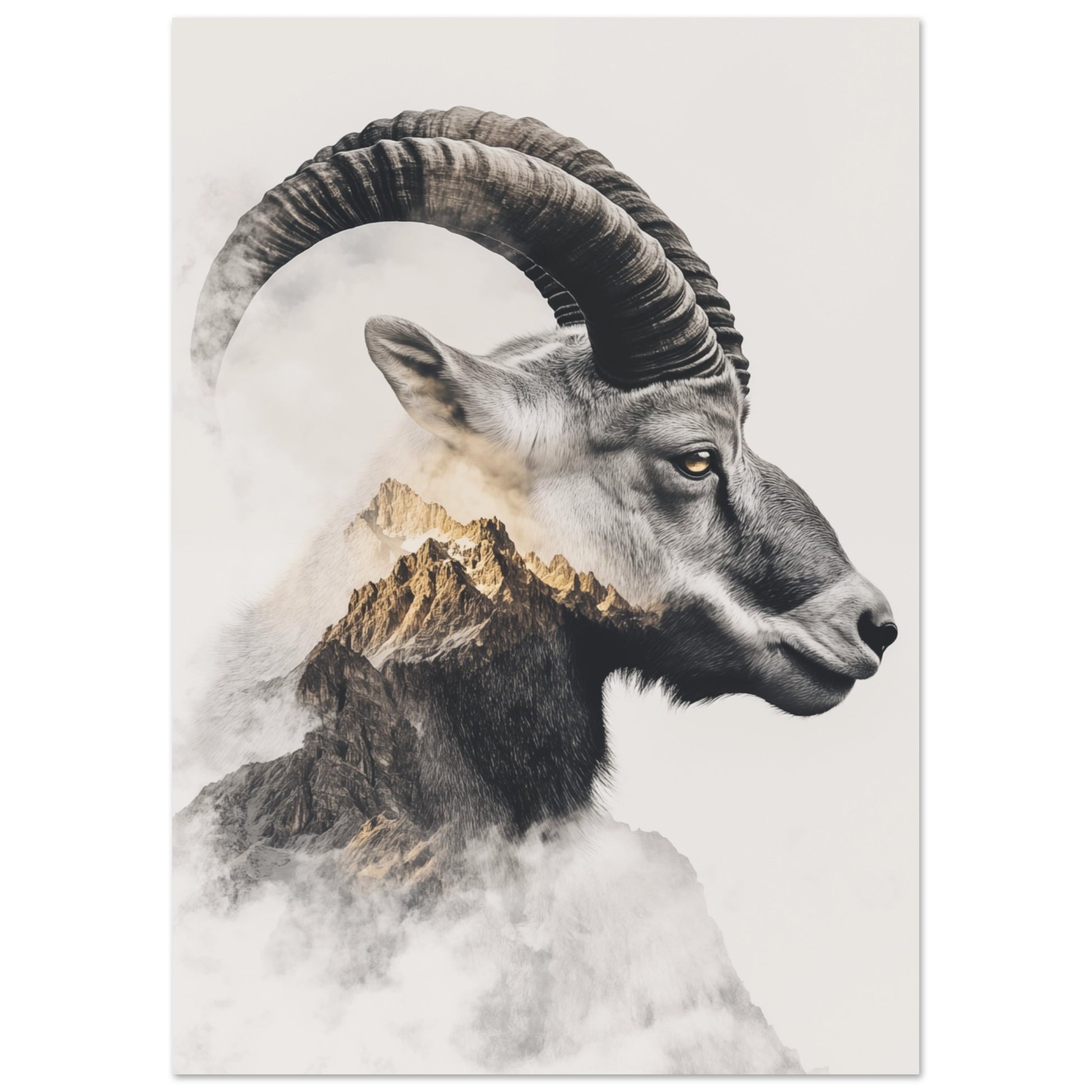 Eleganter Steinbock in Doppelbelichtung A4 21x29.7 cm - Pixara