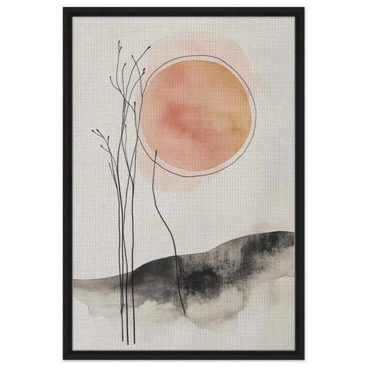 Sonnenaufgang in Stille | Gerahmte Leinwand 60x90 cm Schwarzer Rahmen - Pixara