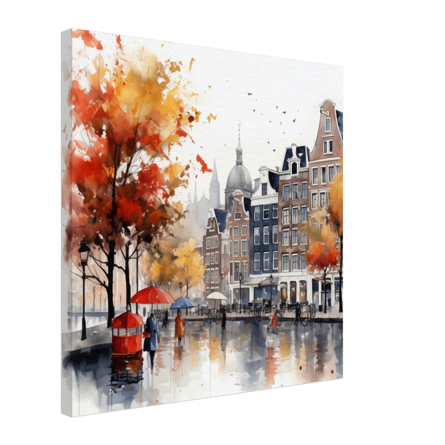 Kanal im Herbst Leinwand 50x50 cm - Pixara