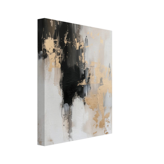 Leinwand „Modern Luxe Abstract“ mit abstrakter Malerei in Schwarz, Beige, Grau und Gold, 20x25 cm