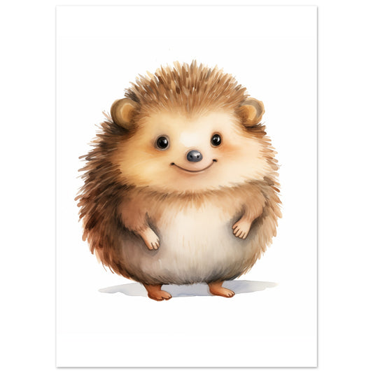 Poster „Igel "Hugo"“ mit niedlicher kleiner Igel mit rundem Körper und sanftem Gesicht, 13x18 cm