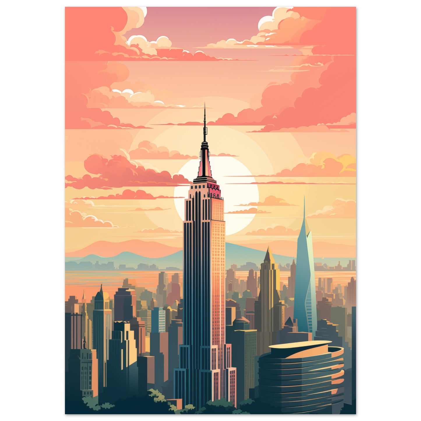 New York Skyline im Morgengrauen Poster 50x70 cm - Pixara