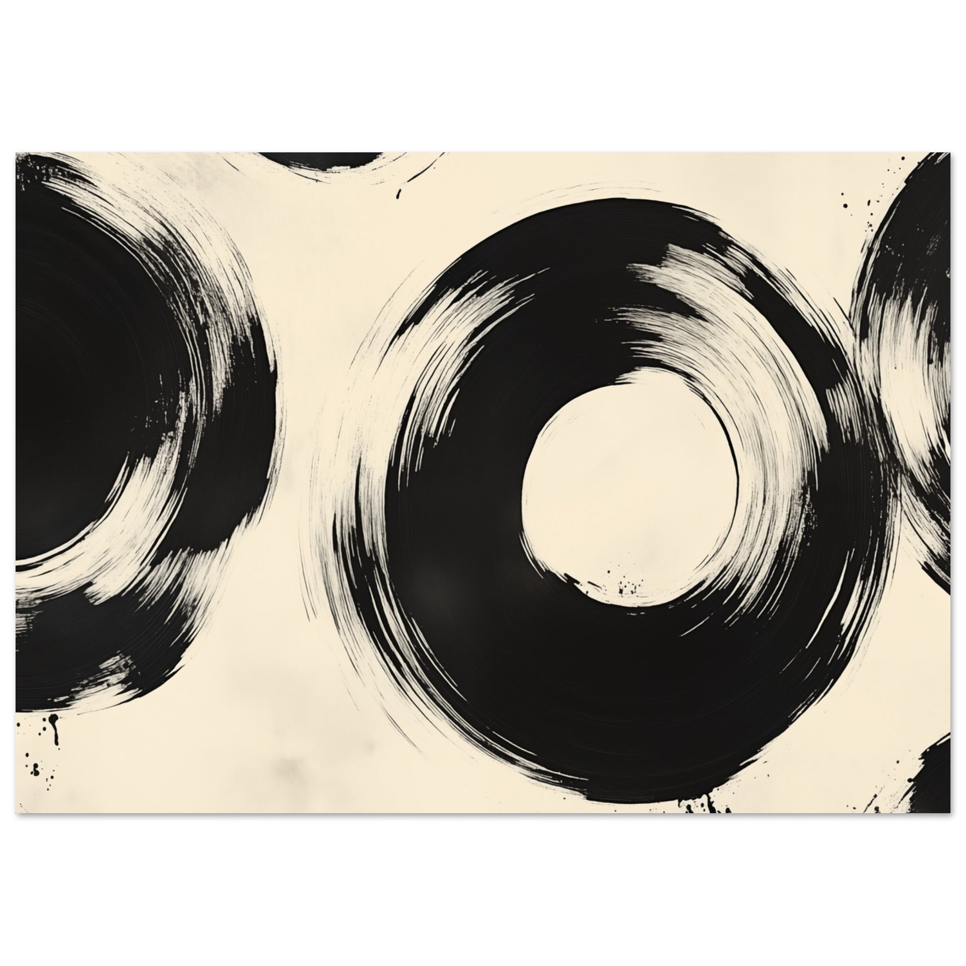 Zen-Kreise – Abstrakte Tintenmalerei 21x29.7 cm - Pixara