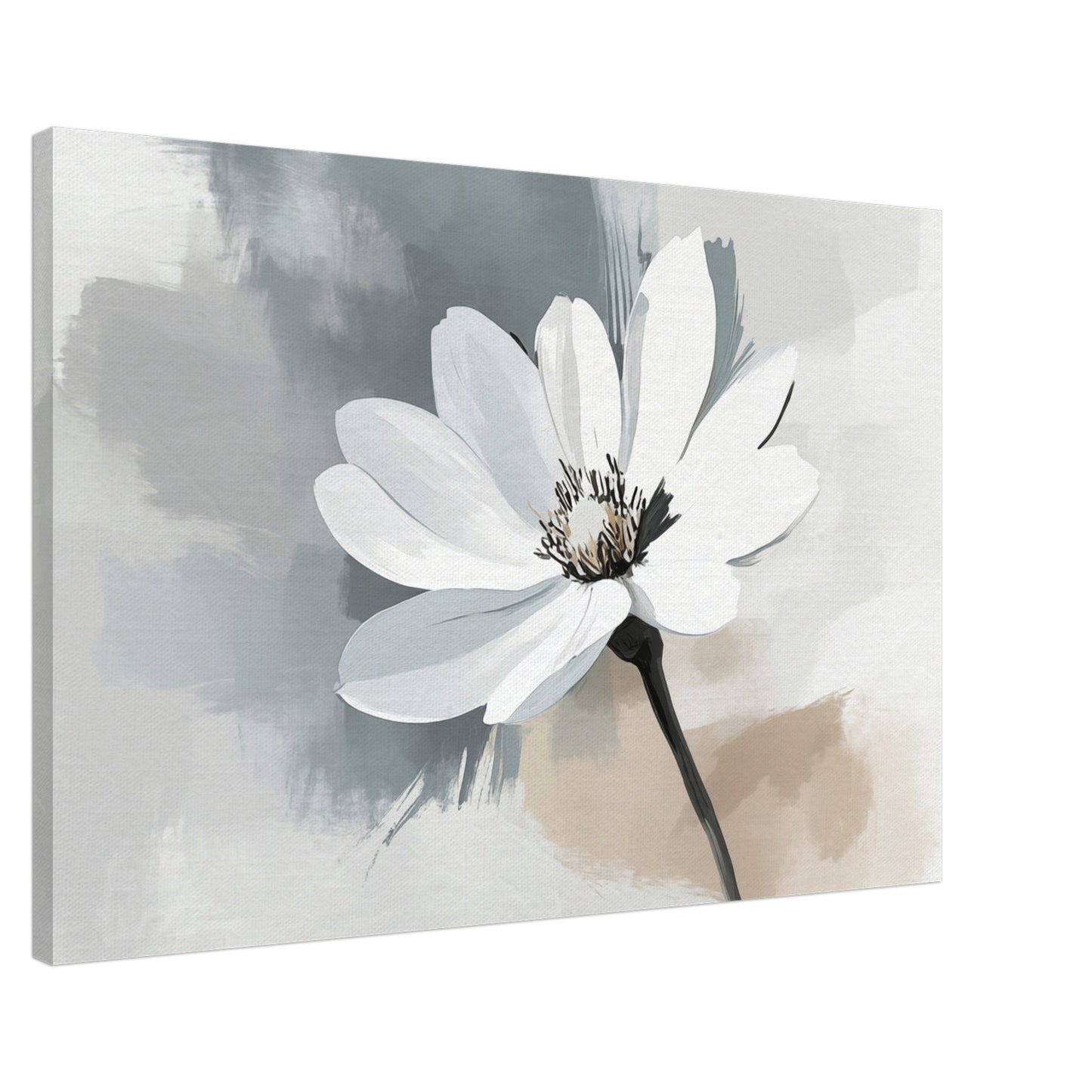 Elegante Einfachheit - Blüten in Pinselstrichen Leinwand 60x90 cm - Pixara