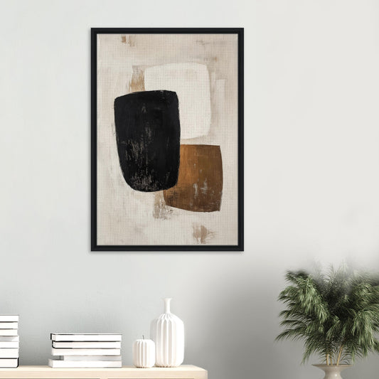 Minimalistische Eleganz – Abstrakte Formen | Gerahmte Leinwand - Pixara
