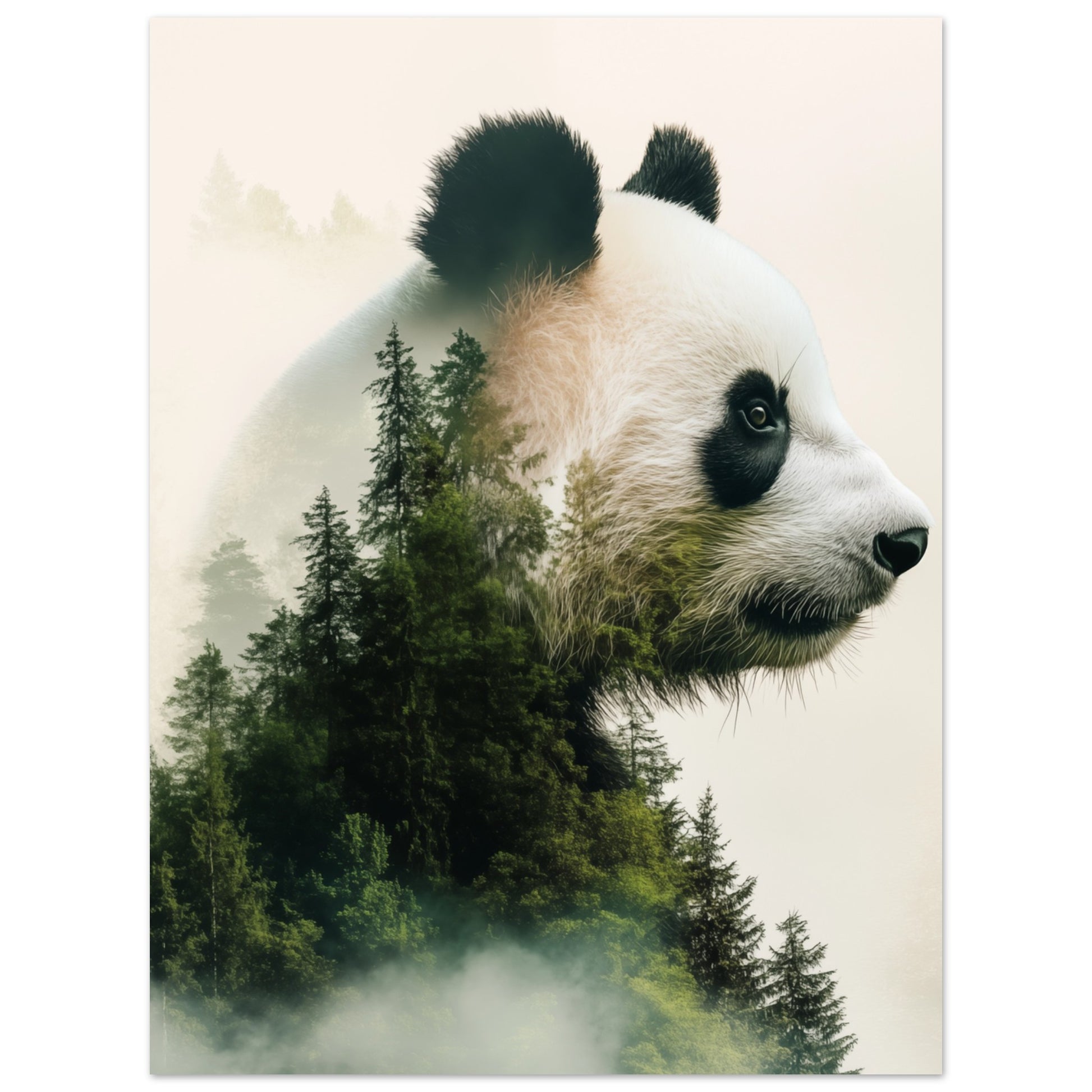 Doppelbelichtung Panda 30x40 cm - Pixara