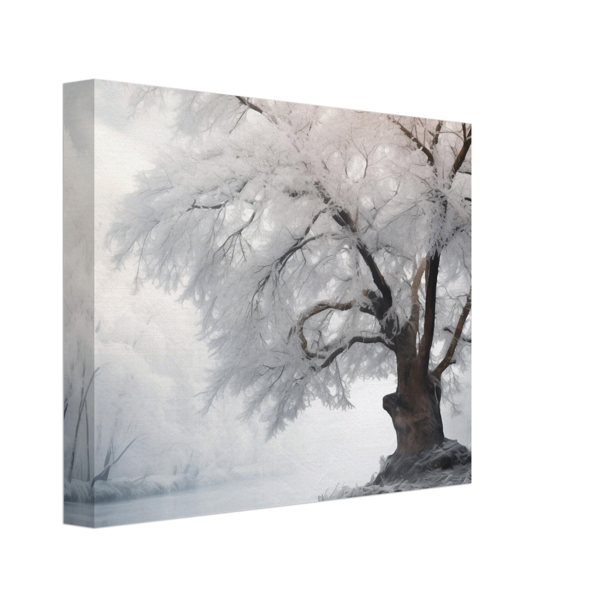 Wintertraum am See Leinwand 20x25 cm - Pixara
