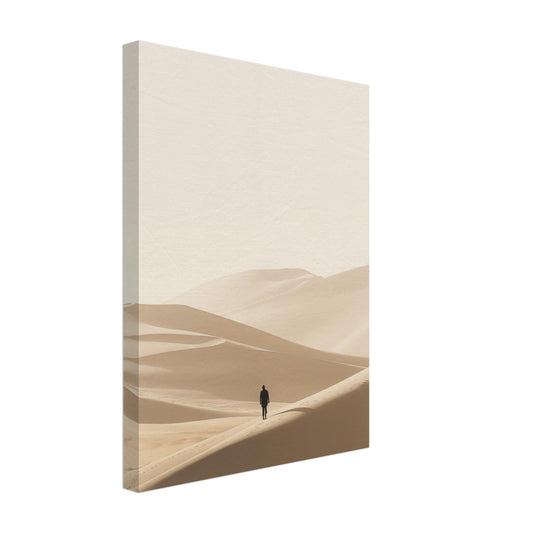 Leinwand „Einsamer Wanderer“ mit kleine Wanderfigur in weiten sandfarbenen Dünen, 30x40 cm