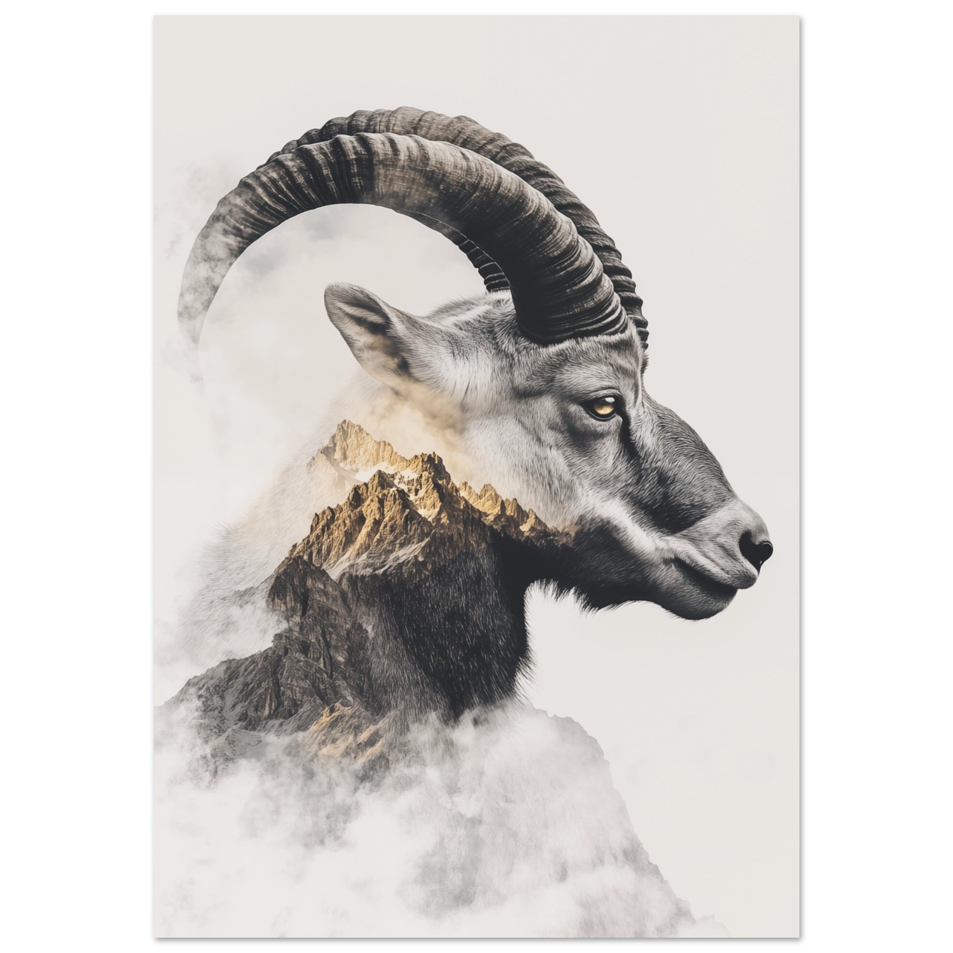 Eleganter Steinbock in Doppelbelichtung 70x100 cm - Pixara