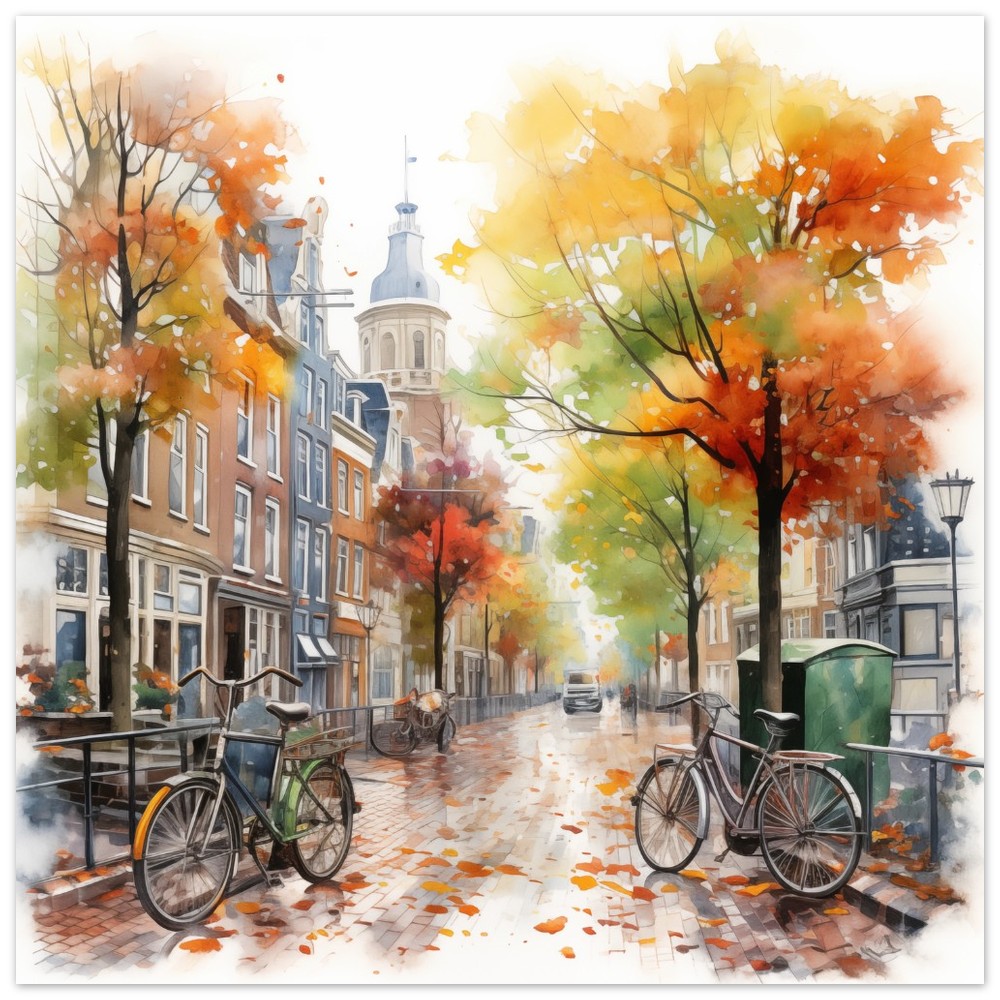 Herbstliche Fahrradallee Poster 30x30 cm - Pixara