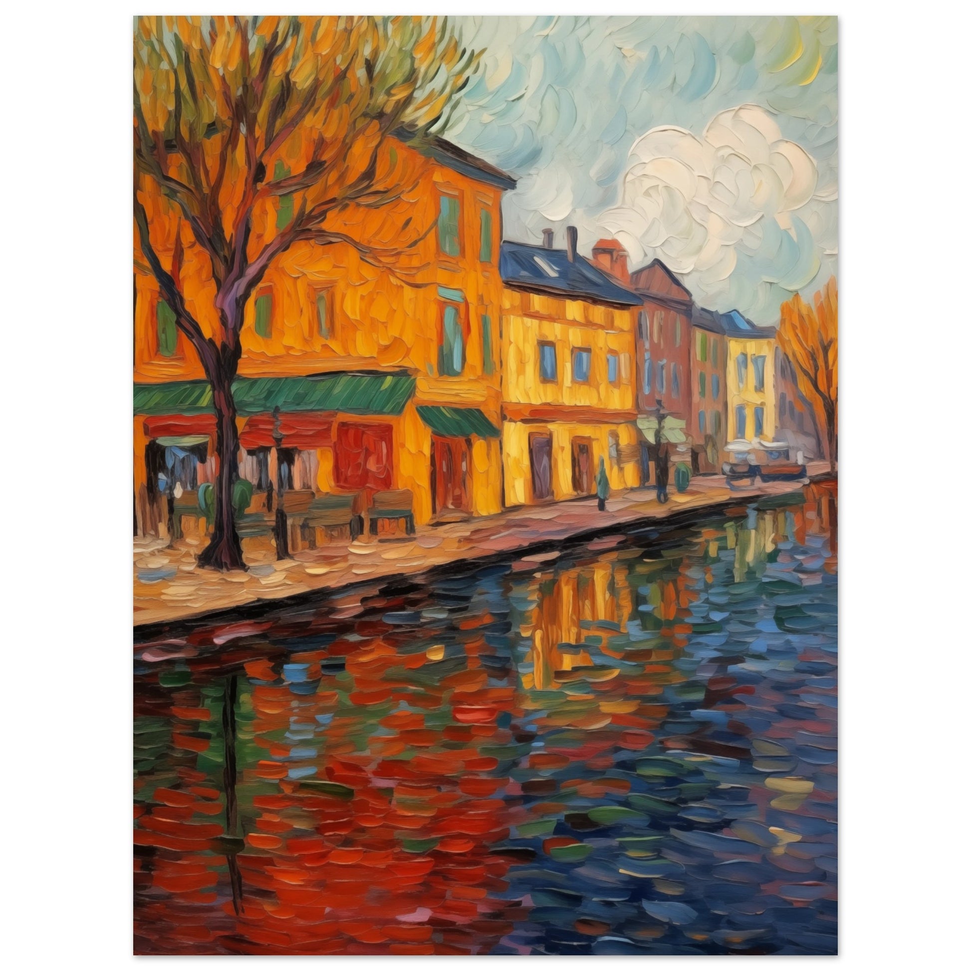 Impressionistische Stadtoase Poster 30x40 cm - Pixara