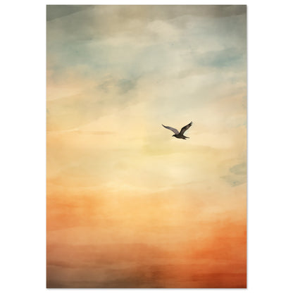 Flug in den Sonnenuntergang Poster A4 21x29.7 cm - Pixara